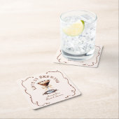 愛が育まれるエスプレッソマティーニ ブライダルシャワー スクエアペーパーコースター (インサイチュ)