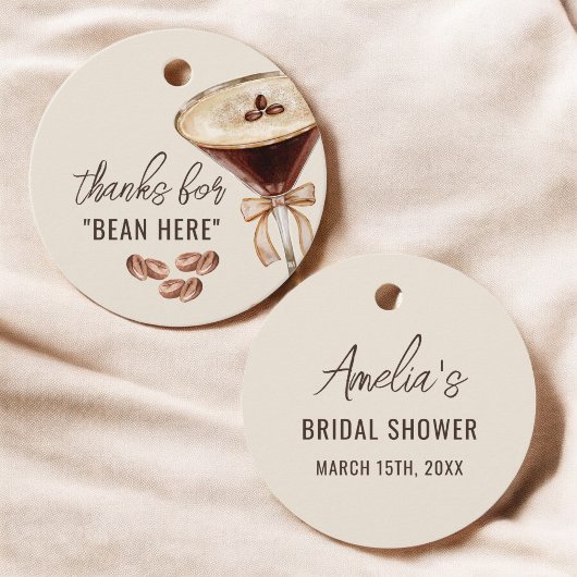 愛が育まれるエスプレッソマティーニ ブライダルシャワー フェイバータグ