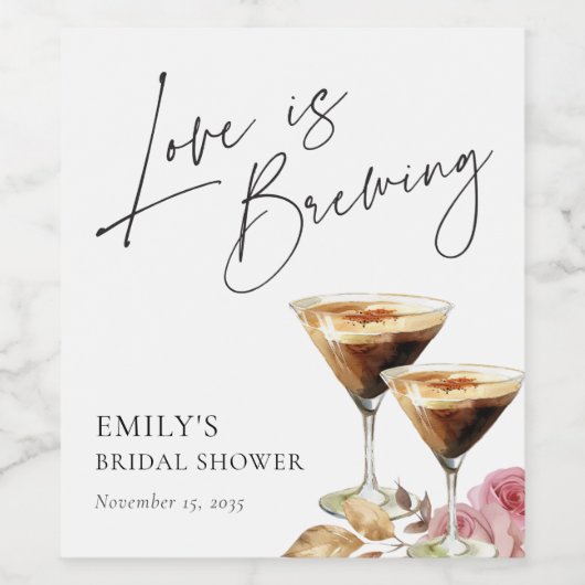 愛が育まれるエレガントなブライズシャワー ワインラベル (シングルラベル)