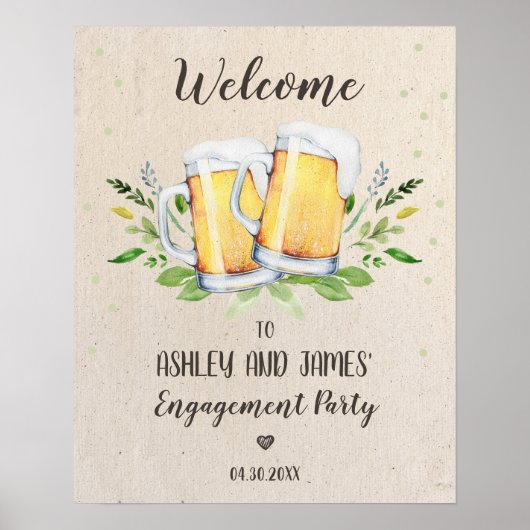 愛が育まれるエンゲージメントパーティー ウェルカムサイン ポスター (正面)