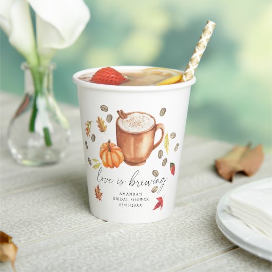愛が育まれるパンプキンコーヒーのブライダルシャワー 紙コップ (インサイチュ)