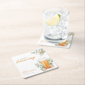 愛が育まれるビア ブライズシャワー スクエアペーパーコースター (インサイチュ)