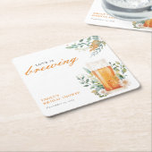 愛が育まれるビア ブライズシャワー スクエアペーパーコースター (アングル)