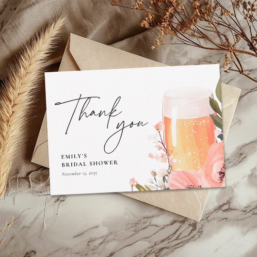 愛が育まれるビア ブライズ シャワー サンキューカード