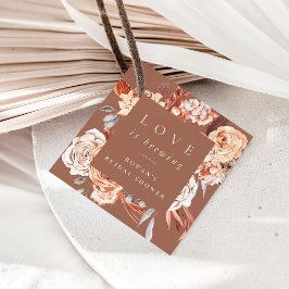 愛が育まれるボヘミアンフラワーのコーヒーブライダルシャワー フェイバータグ