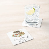 愛が育まれる コーヒー ブライダルシャワー スクエアペーパーコースター (インサイチュ)