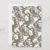 愛が育まれる ピンクの芍薬の花束 ベイビー ティー シャワー 招待状 (裏面)