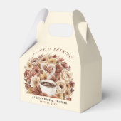 愛が育まれる ブラウン フラワール コーヒー ハート ブライダル フェイバーボックス (正面サイド)