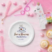 愛が育まれる ブラウン×ブルーのウェディングシャワー〈名前〉 ペーパープレート (パーティー)