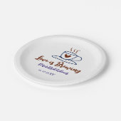 愛が育まれる ブラウン×ブルーのウェディングシャワー〈名前〉 ペーパープレート (アングル)