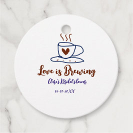 愛が育まれる ブラウン×ブルー ブライダルシャワー 名前を入れて フェイバータグ