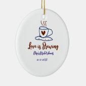 愛が育まれる ブラウン ブルー ブライダル シャワー 名前を入れて セラミックオーナメント (右)