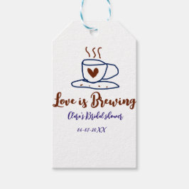 愛が育まれる ブラウン ブルー ブライダル シャワー 名前を追加 ギフトタグ