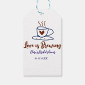 愛が育まれる ブラウン ブルー ブライダル シャワー 名前を追加 ギフトタグ (裏面)