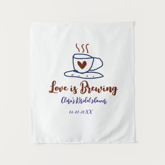 愛が育まれる ブラウン ブルー ブライダル シャワー 名前を追加 タペストリー (正面)