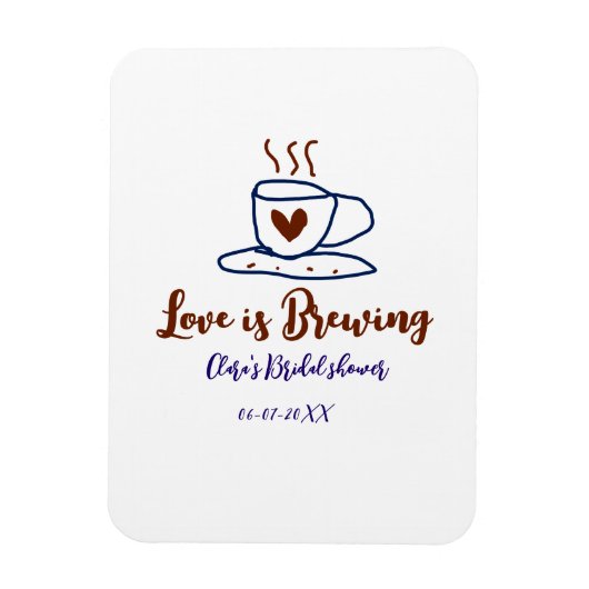 愛が育まれる ブラウン ブルー ブライダル シャワー 名前を追加 マグネット (縦)
