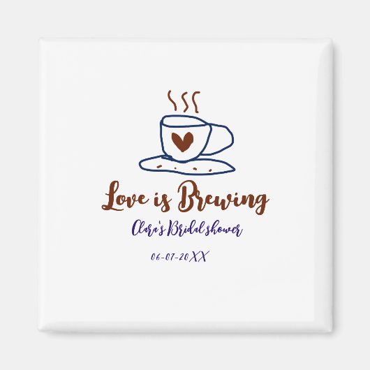 愛が育まれる ブラウン ブルー ブライダル シャワー 名前を追加 マグネット (正面)