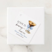 愛が育まれる 青いコケティエ ボウ ブライダルシャワー フェイバータグ (インサイチュ)