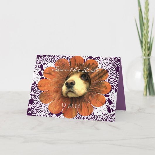 愛が花から覗き込む日付を保存 案内状 (正面)