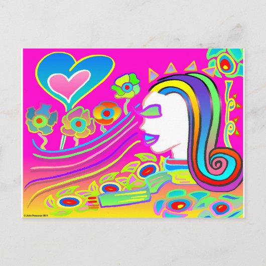 愛が花を咲かせる:夢の宇宙 ポストカード (正面)