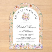 愛が花開く春の花のアーチ ブライダルシャワー アクリル招待状 (正面)