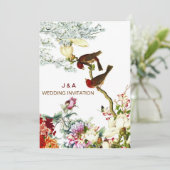 愛が花開く鳥と花のウェディング・招待状 © 招待状 (スタンド正面)