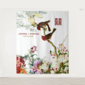 愛が花開く鳥と花の中国の結婚式 © タペストリー (正面)