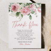 愛が花開く ピンクのバラの花のブライダルシャワー サンキューカード