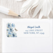 愛が花開く ブルー フラワーの ブライダル シャワー ラベル (インサイチュ)