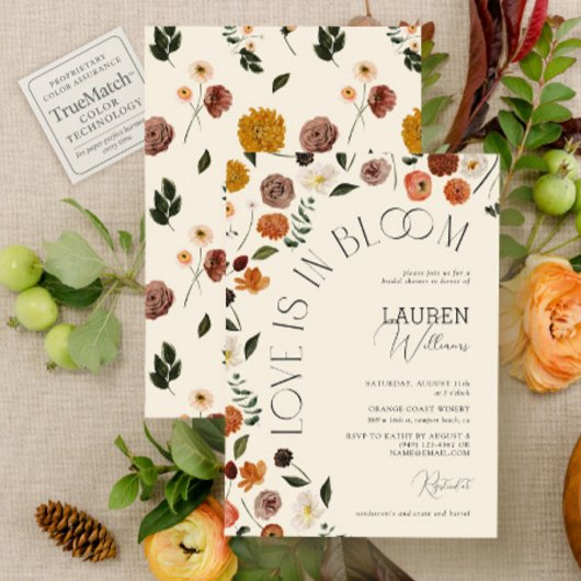 愛が花開く ラスティック フラワーブライダルシャワー 招待状