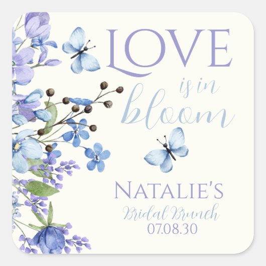 愛が花開く ワイルドフラワーの花束 ブライダルシャワー スクエアシール (正面)