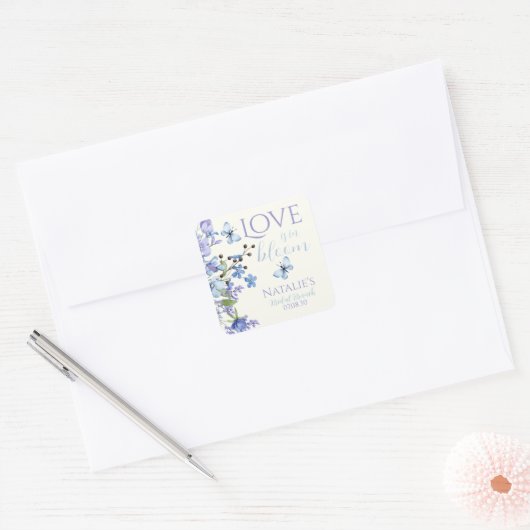 愛が花開く ワイルドフラワーの花束 ブライダルシャワー スクエアシール (封筒)
