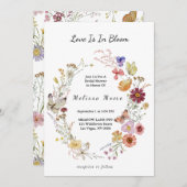 愛が花開く ワイルドフラワーボヘミアンブライダルシャワー 招待状 (正面/裏面)