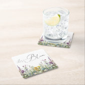 愛が花開く ワイルドフラワー ウェディングシャワーのお祝い スクエアペーパーコースター (インサイチュ)