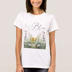 愛が花開く ワイルドフラワー ブーケ ブライズシャワー Tシャツ