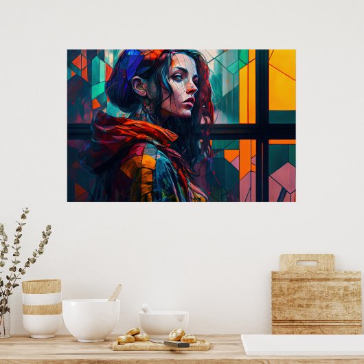 愛が芸術として美しい女性を生み出モダンす ポスター (キッチン)