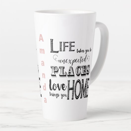 愛が訪れる思いがけない場所へ人生が連れて行く カフェラテマグ (右アングル)