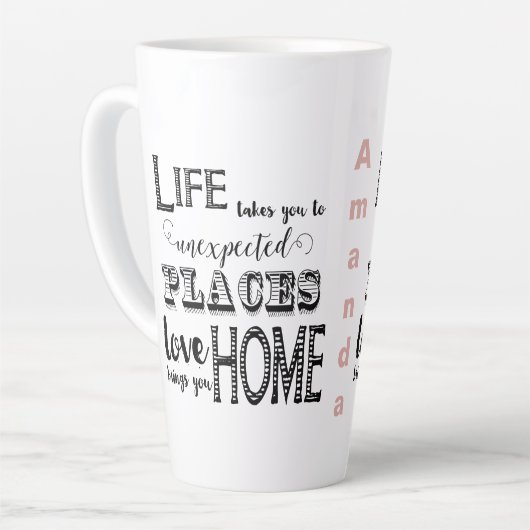 愛が訪れる思いがけない場所へ人生が連れて行く カフェラテマグ (左アングル)