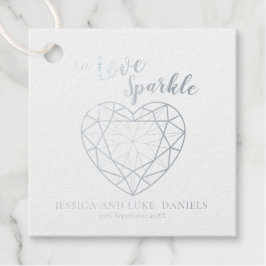 愛が輝く宝石の輪郭結婚またはイベント フェイバータグ