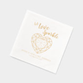 愛が輝く宝石の輪郭結婚またはイベント 箔ナプキン (左)