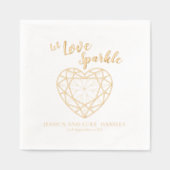 愛が輝く宝石の輪郭結婚またはイベント 箔ナプキン (正面)