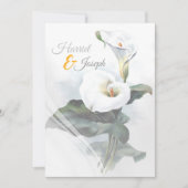 愛が輝く / エレガントなホワイト カラー リリー ウェディング 5x7 招待状 (正面)