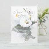 愛が輝く / エレガントなホワイト カラー リリー ウェディング 5x7 招待状 (スタンド正面)