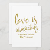 愛が酔いしれる ゴールド お手頃 ウェディングサイン 招待状 (正面/裏面)