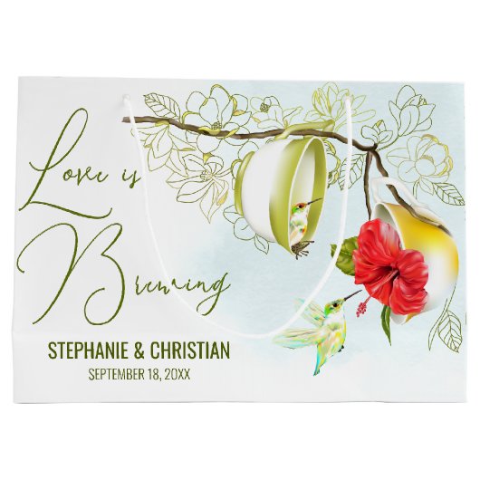 愛が醸されるハミングバード ティーパーティー ラージペーパーバッグ (裏面)