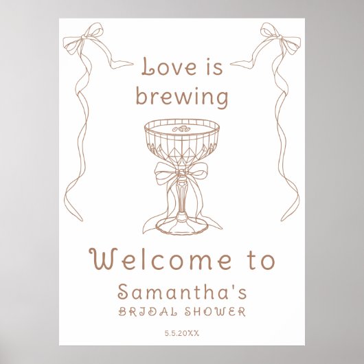 愛が醸造されている手描きブライダルシャワーへようこそ ポスター (正面)
