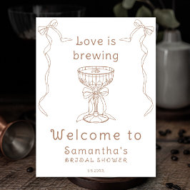 愛が醸造されている手描きブライダルシャワーへようこそ ポスター