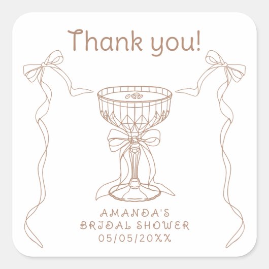 愛が醸造されている手描き感謝 スクエアシール (正面)