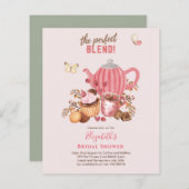 愛が醸造されている！茶パーティー誕生日シャワー招待状 (正面/裏面)