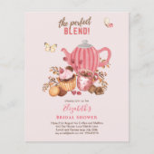 愛が醸造されている！茶パーティー誕生日シャワー招待状 (正面)